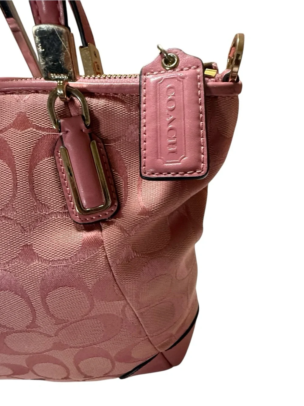 Coach pink signature canvas bag
